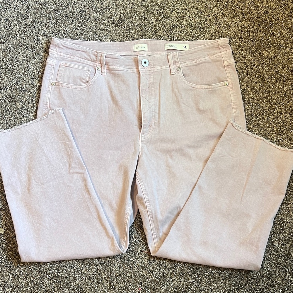 Lot 3 pairs J. Jill Denim High Rise Straight Leg Crop Jeans White Pink Tan 14 - Picture 6 of 11